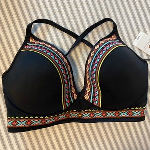 New with tags. Shade & Shore swimsuit. Black with design. 32DD.